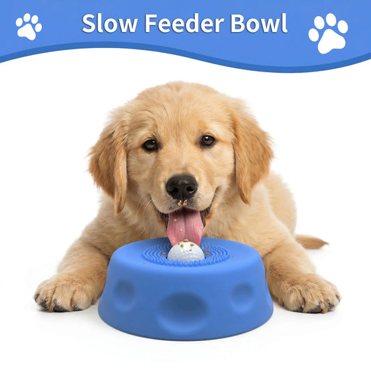 3-In-1 Calming Dog Lick Mat & Slow Feeder Bowl | Interactive Puzzle Toy with Rolling Ball